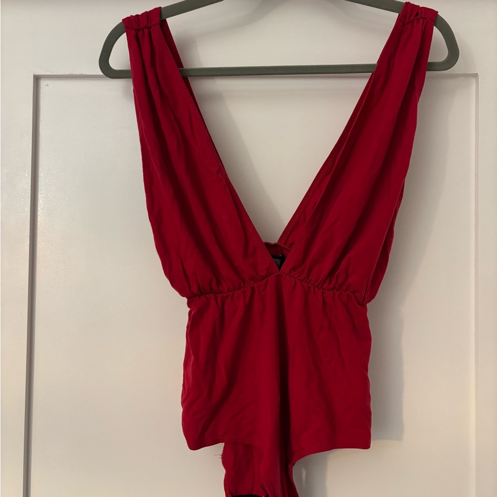 Reformation Red Viola Bodysuit